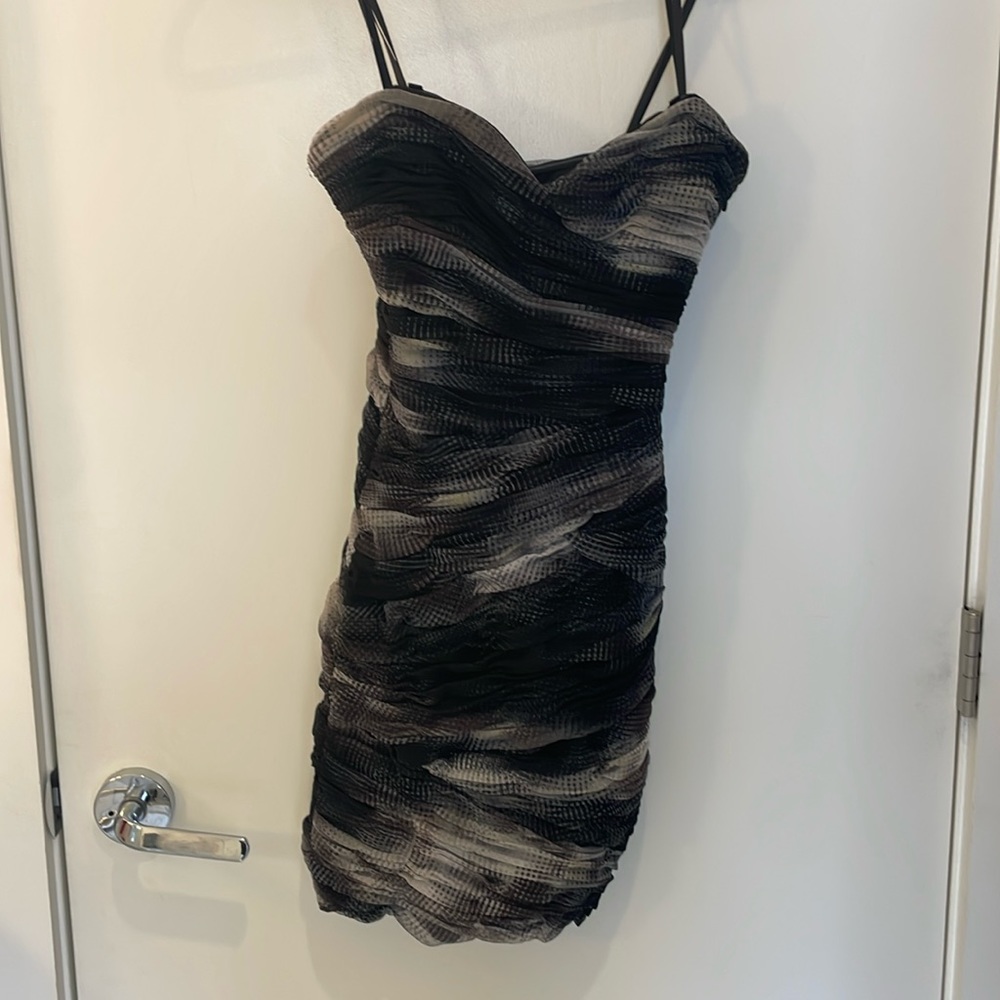 BCBG rouched strapless mini dress